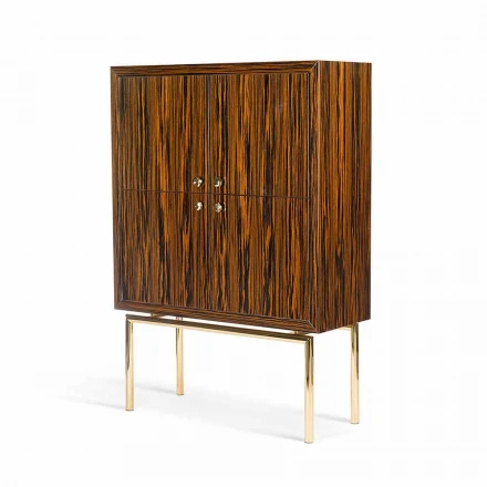 Contenedor con ruedas moderna con 4 puertas en ebony wood pulido Ada viadurini