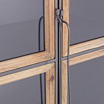 Aparador de diseño industrial en acero, madera y vidrio - Auguste