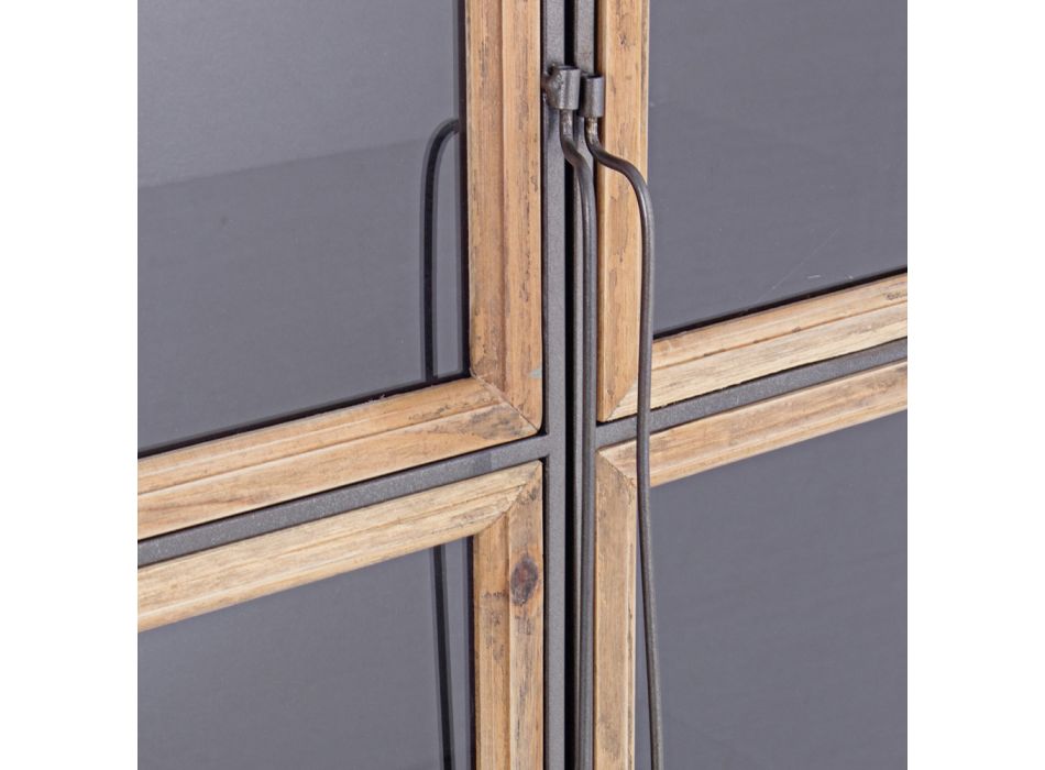 Aparador de diseño industrial en acero, madera y vidrio - Auguste viadurini