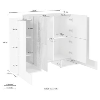 Aparador de salón 6 puertas de madera diseño 3 acabados - Terenzio