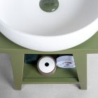 Mueble de baño independiente con acabado en teca y estante verde grande - Raomi viadurini