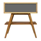 Mueble de Baño Independiente en Teca Natural con Soporte Color Gris - Gatien viadurini