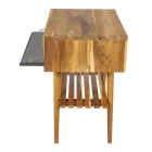 Mueble de Baño Independiente en Teca Natural con Soporte Color Gris - Gatien viadurini