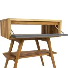 Mueble de Baño Independiente en Teca Natural con Soporte Color Gris - Gatien viadurini