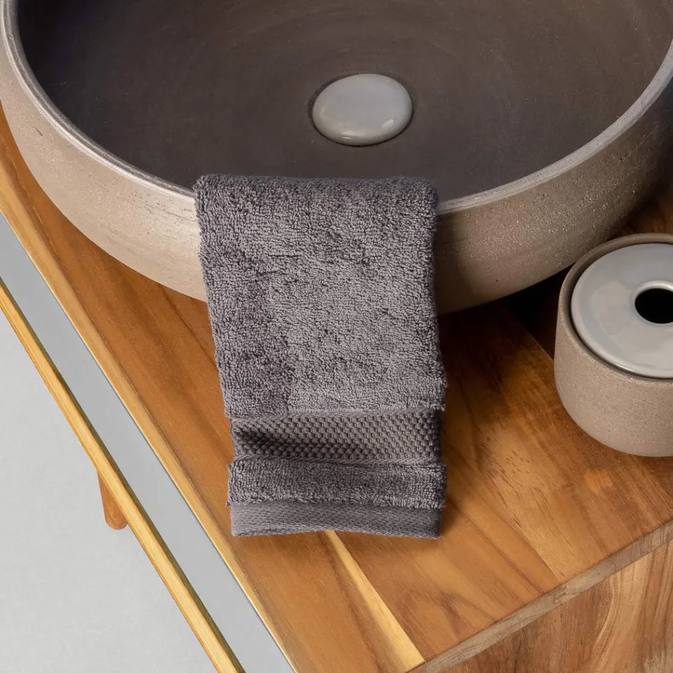 Mueble de Baño Independiente en Teca Natural con Soporte Color Gris - Gatien viadurini