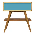 Mueble de baño de pie en teca natural azul con cajón de color - Gatien viadurini