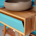 Mueble de baño de pie en teca natural azul con cajón de color - Gatien viadurini
