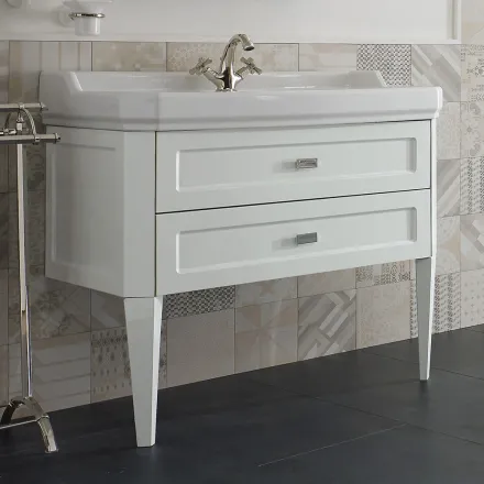 Mueble de Baño con Dos Cajones y Lavabo de Cerámica Made in Italy - Rome viadurini