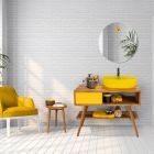 Mueble de baño amarillo moderno con estante grande y cajonera - Benoit viadurini
