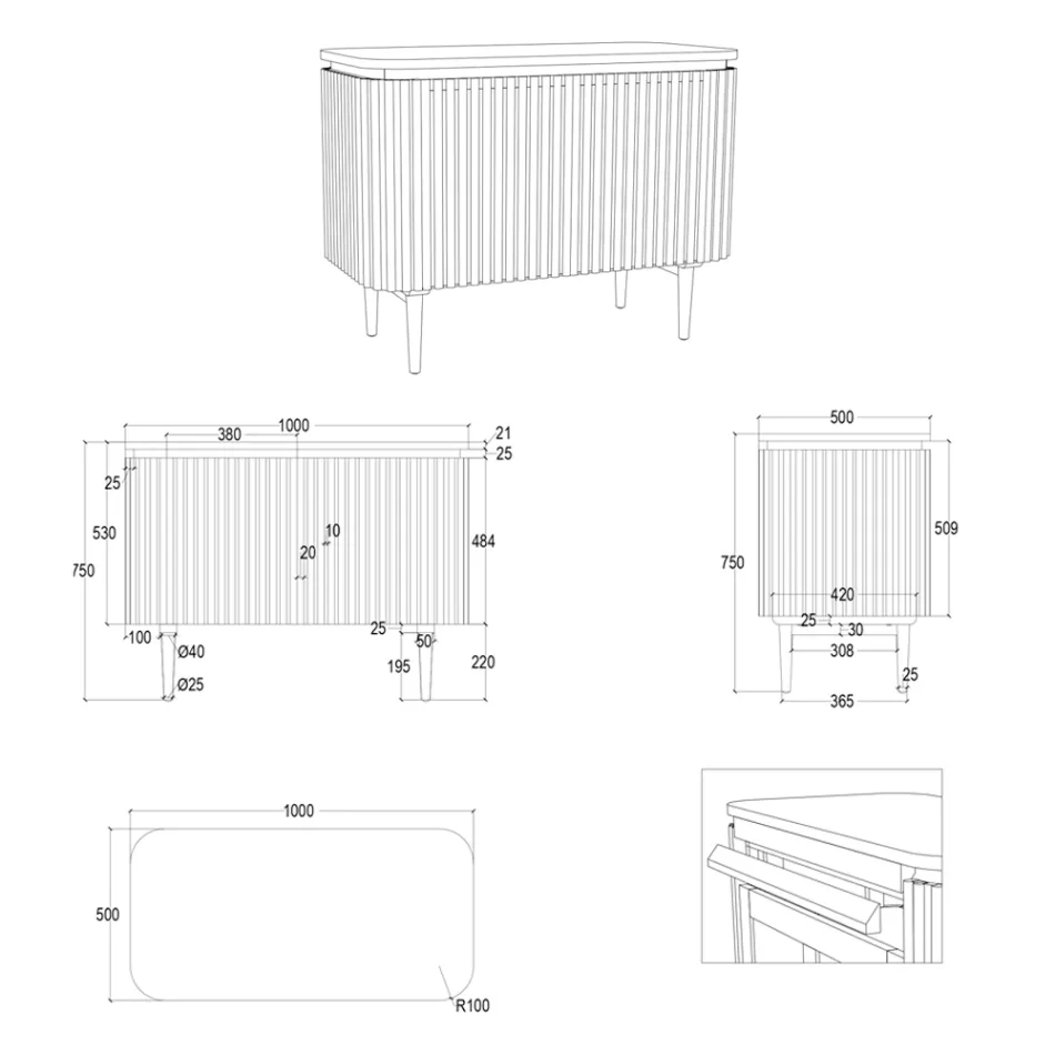 Mueble de baño hecho a mano de teca maciza y caoba - Heliconia viadurini