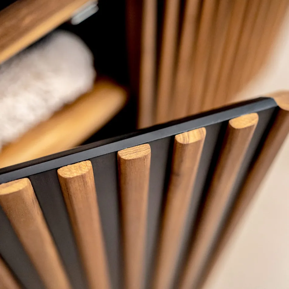 Mueble de baño hecho a mano de teca maciza y caoba - Heliconia viadurini