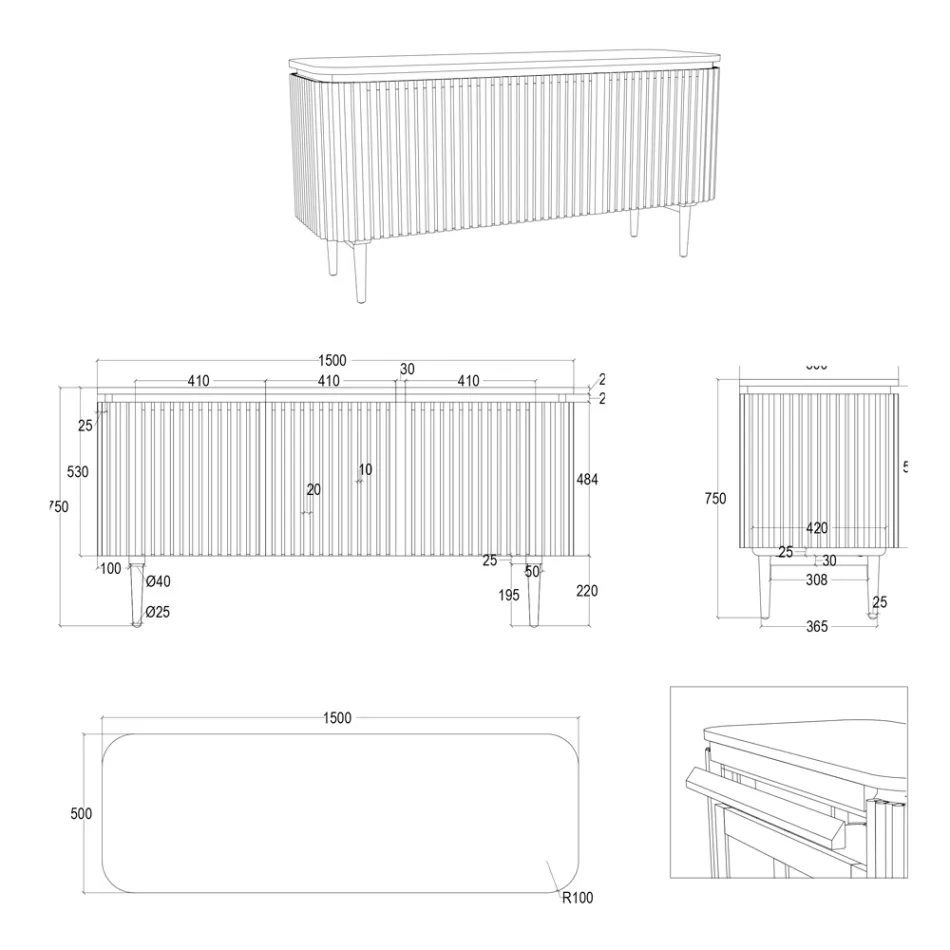 Mueble de baño hecho a mano de teca maciza y caoba - Heliconia viadurini