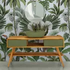 Mueble de baño de teca natural con cajonera de color verde - Hamadou viadurini