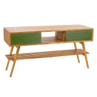 Mueble de baño de teca natural con cajonera de color verde - Hamadou viadurini