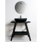 Mueble de baño moderno de teca con tapa y soporte de color negro mate - Crina viadurini