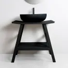 Mueble de baño moderno de teca con tapa y soporte de color negro mate - Crina viadurini