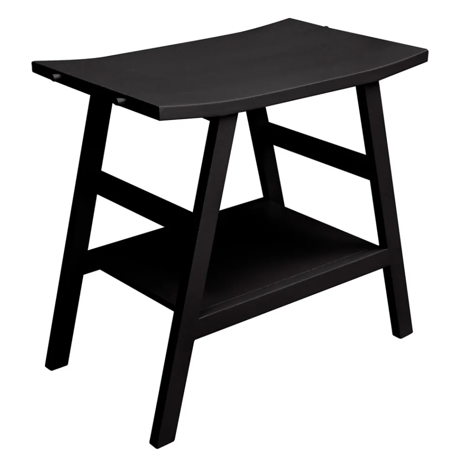 Mueble de baño moderno de teca con tapa y soporte de color negro mate - Crina viadurini