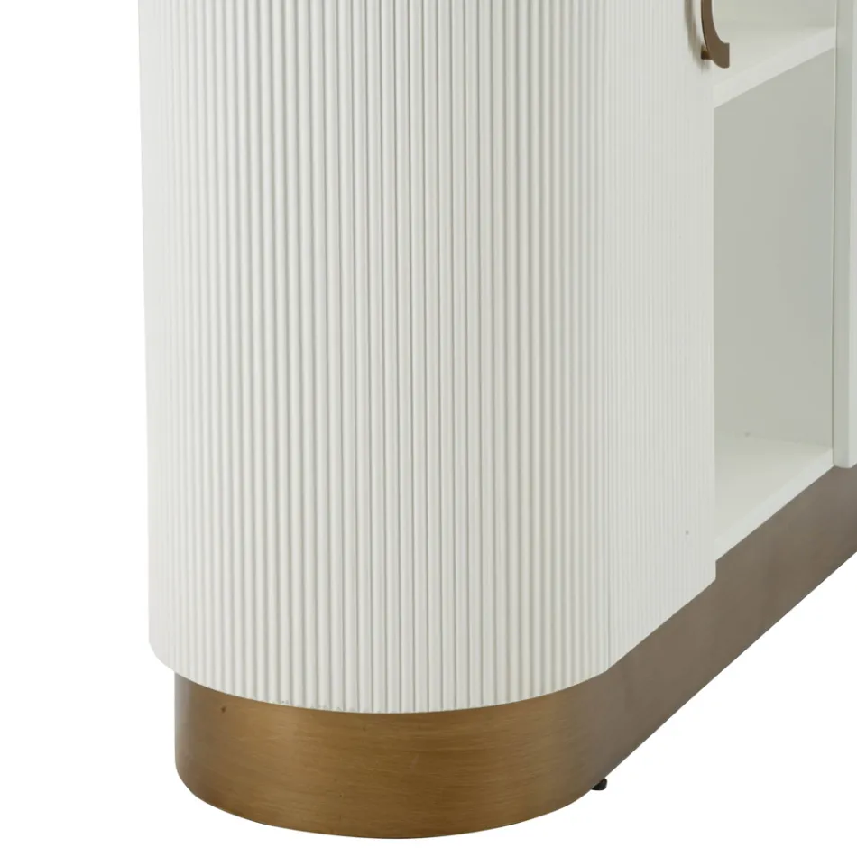 Mueble de madera con tapa e inserciones redondeadas con 2 puertas y 2 estantes - Rachel viadurini