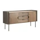 Mueble de madera de abeto y hierro gris con 3 cajones y 2 puertas - Cooper viadurini