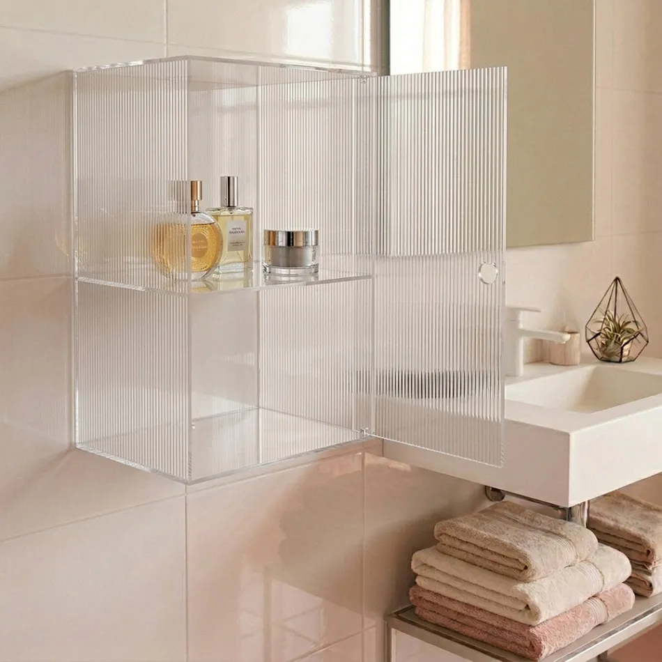 Armario de baño mural de plexiglás en 4 colores, fabricado en Italia - Ligea viadurini