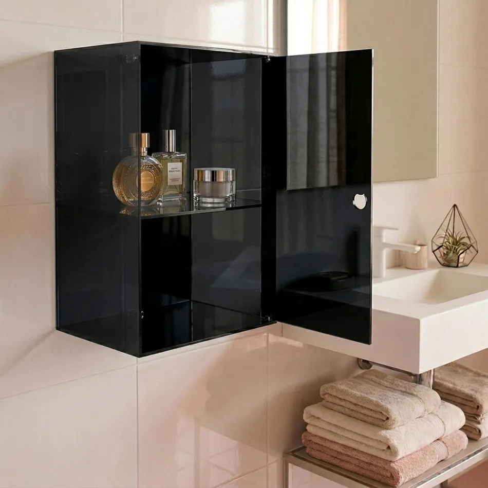 Armario de baño mural de plexiglás en 4 colores, fabricado en Italia - Ligea viadurini