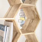 Librería para salón en madera de mango con diseño de panal - Carida viadurini