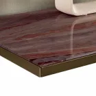 Aparador para salón en vidrio ahumado y mármol verde o rojo con Led - Leonarda viadurini