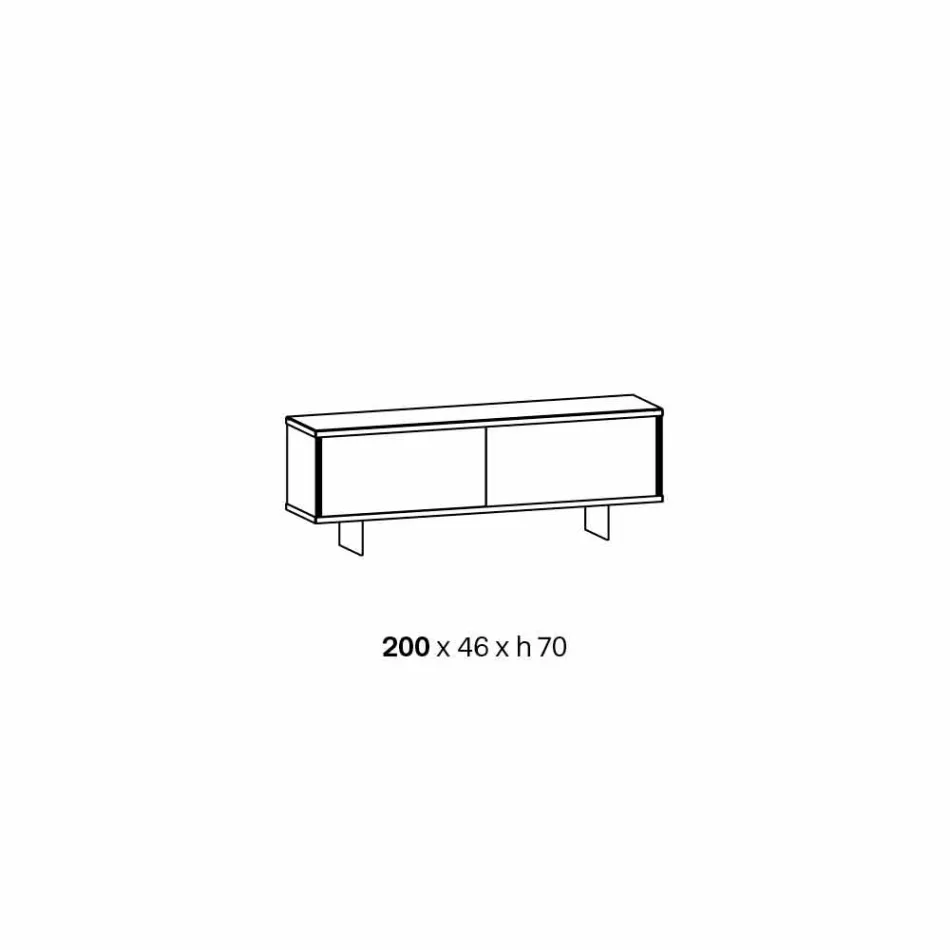 Aparador para salón en vidrio ahumado y mármol verde o rojo con Led - Leonarda viadurini