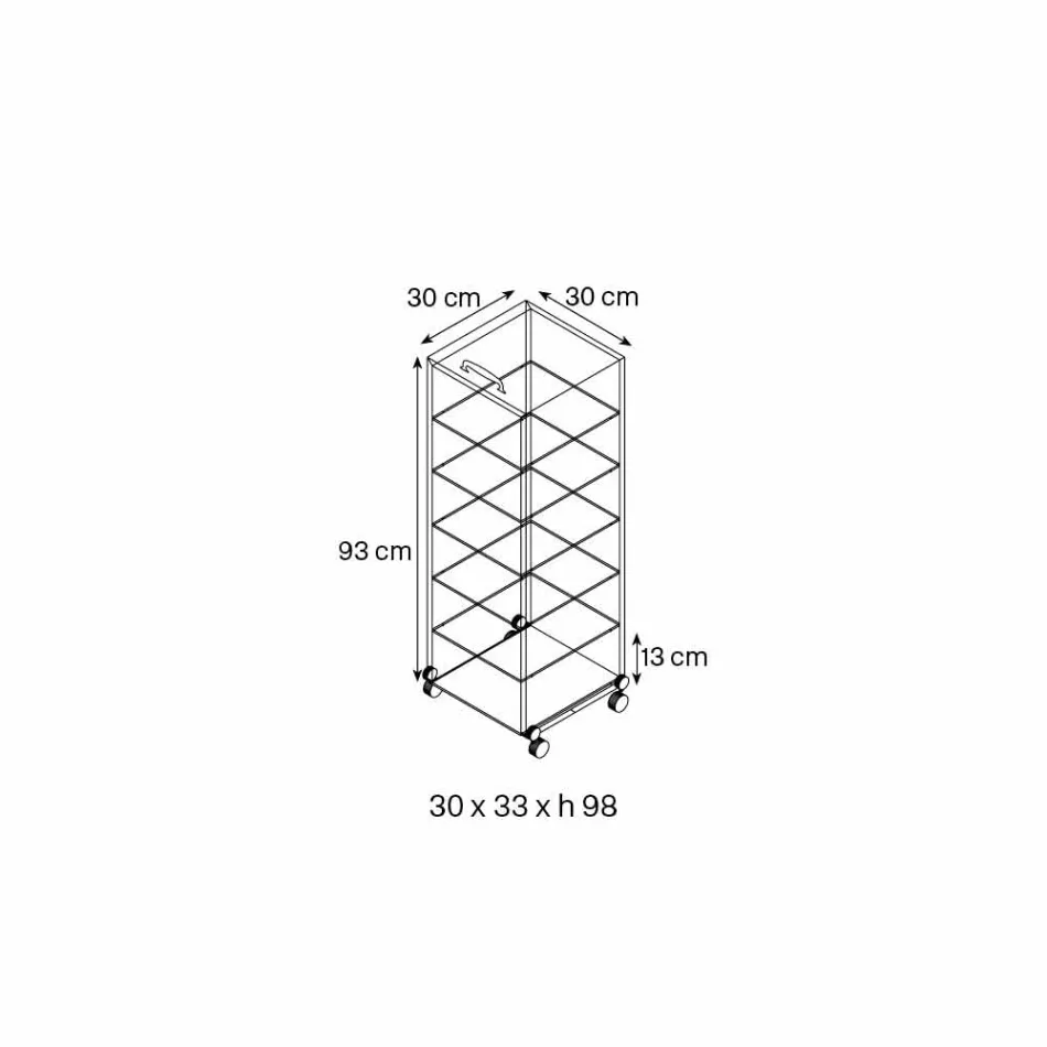 Armario multiusos con ruedas de vidrio transparente con 3,6,8 o 10 estantes - Versatilio viadurini
