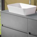Mueble de baño suspendido con lavabo doble sobre encimera - Mandrillo viadurini
