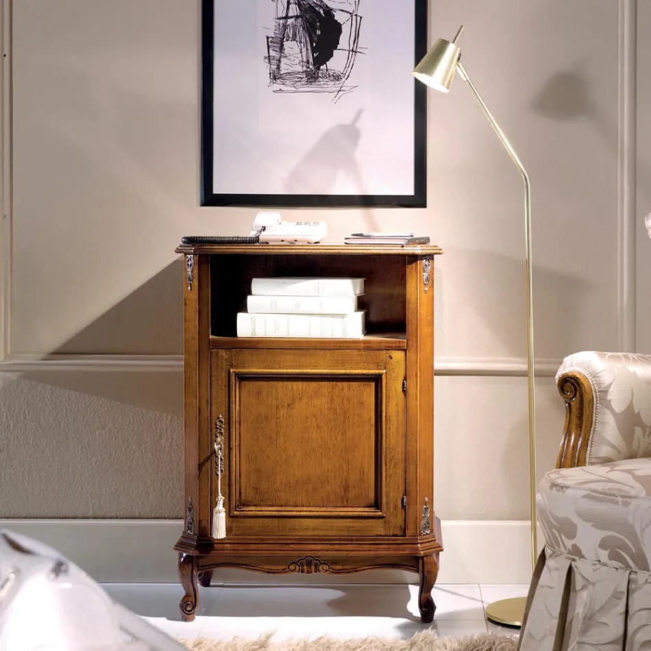 Soporte para teléfono clásico de madera con puerta Made in Italy - Richard viadurini