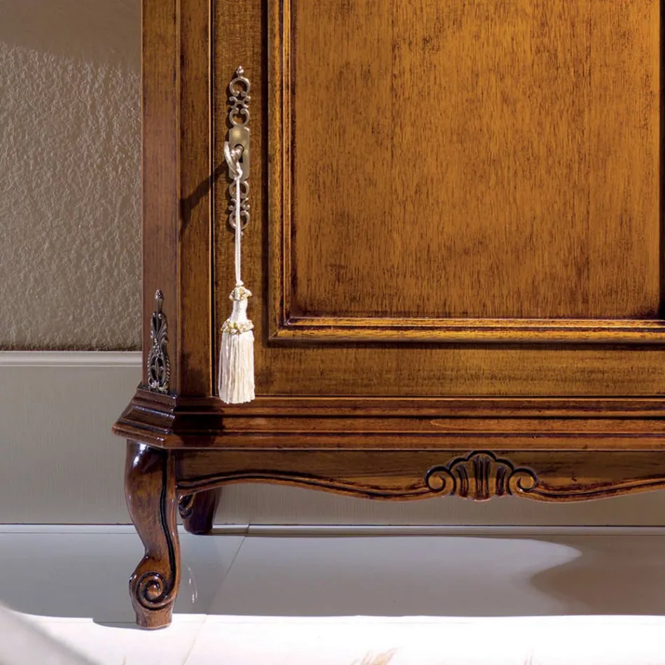 Soporte para teléfono clásico de madera con puerta Made in Italy - Richard viadurini