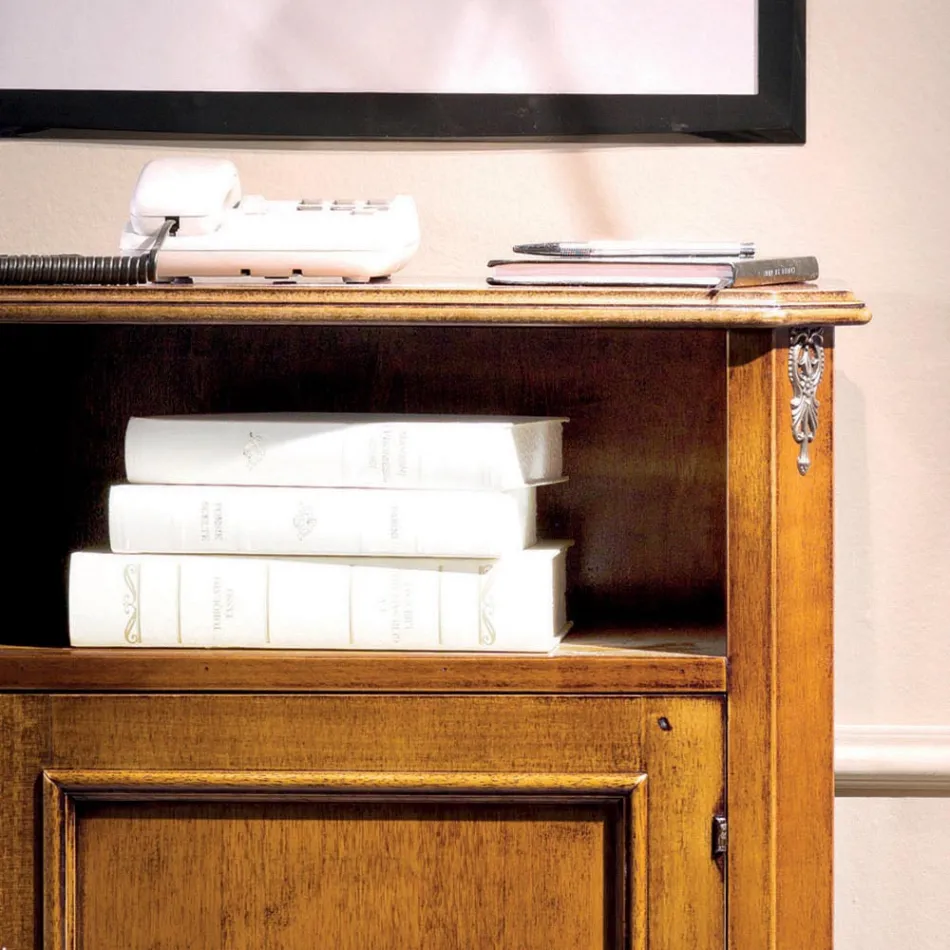 Soporte para teléfono clásico de madera con puerta Made in Italy - Richard viadurini