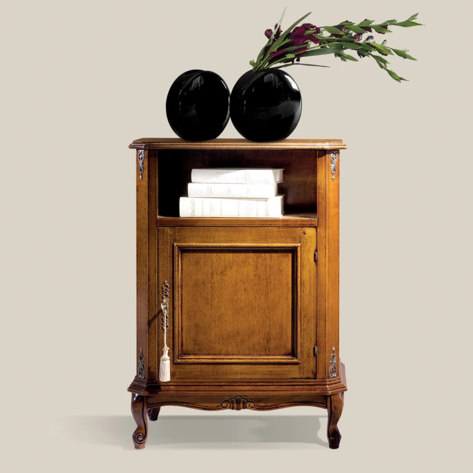 Soporte para teléfono clásico de madera con puerta Made in Italy - Richard viadurini