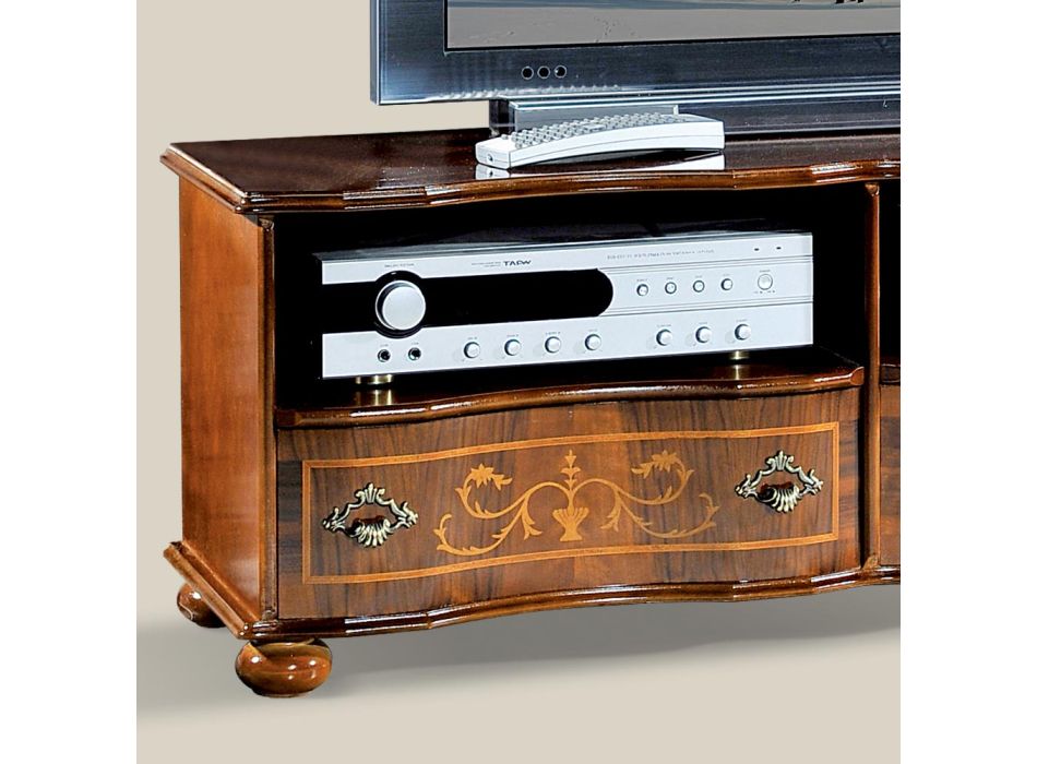 Mueble de TV clásico en madera de nogal de lujo Made in Italy - Prince viadurini