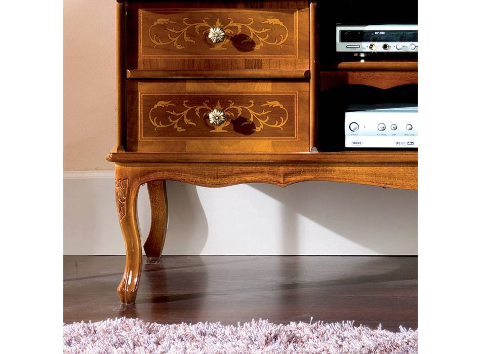 Mueble de TV clásico en madera de nogal 4 cajones Made in Italy - Prince viadurini