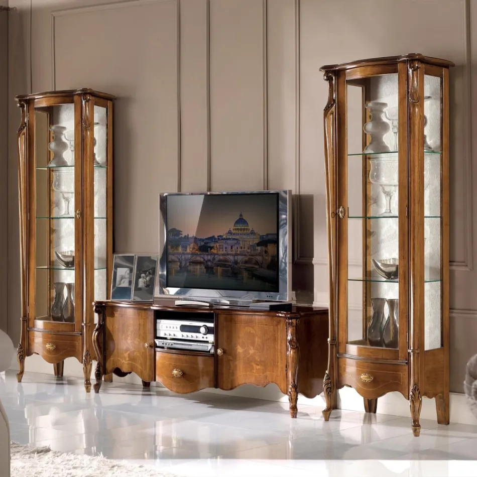 Mueble TV con 2 Puertas y Cajón de Madera Made in Italy - Caligola viadurini