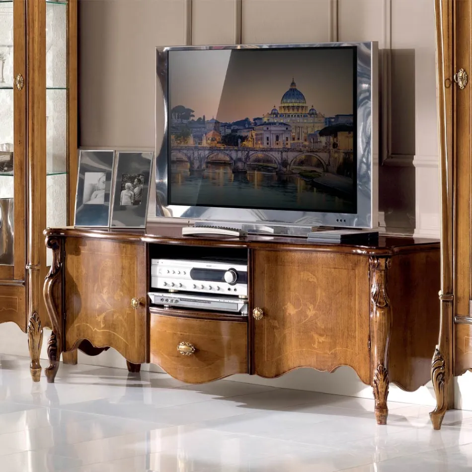 Mueble TV con 2 Puertas y Cajón de Madera Made in Italy - Caligola viadurini