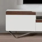 Mueble TV con 2 puertas en Canaletto y acabado blanco Made in Italy - Kari viadurini