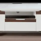 Mueble TV con 2 puertas en Canaletto y acabado blanco Made in Italy - Kari viadurini