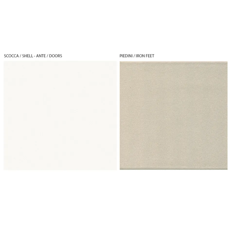 Mueble TV con 2 puertas en Canaletto y acabado blanco Made in Italy - Kari viadurini