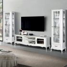 Mueble TV con 2 puertas de cristal y 2 compartimentos abiertos Made in Italy - Pumay viadurini