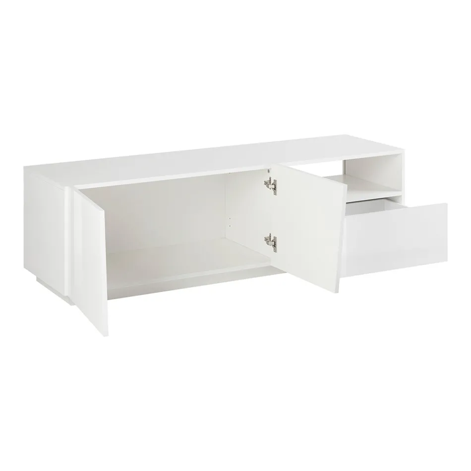 Mueble de TV con 2 Puertas, un Cajón y un Compartimento Abierto Made in Italy - Popilio viadurini