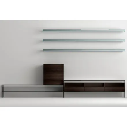 Mueble TV con 3 baldas y contenedor abatible Made in Italy - Roman viadurini
