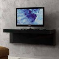 Mueble TV de pared en cristal negro y metal Made in Italy - Americio