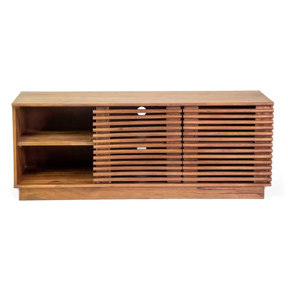 Mueble de TV para salón de madera de acacia - Vortice viadurini