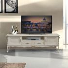Mueble de TV de lujo en madera blanca y plateada Made in Italy - Cheverny viadurini