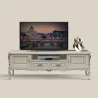Mueble de TV de lujo en madera blanca y plateada Made in Italy - Cheverny viadurini