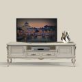 Mueble de TV de lujo en madera blanca y plateada Made in Italy - Cheverny