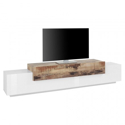 Mueble de TV en madera blanca y arce, cemento o antracita - Therese viadurini